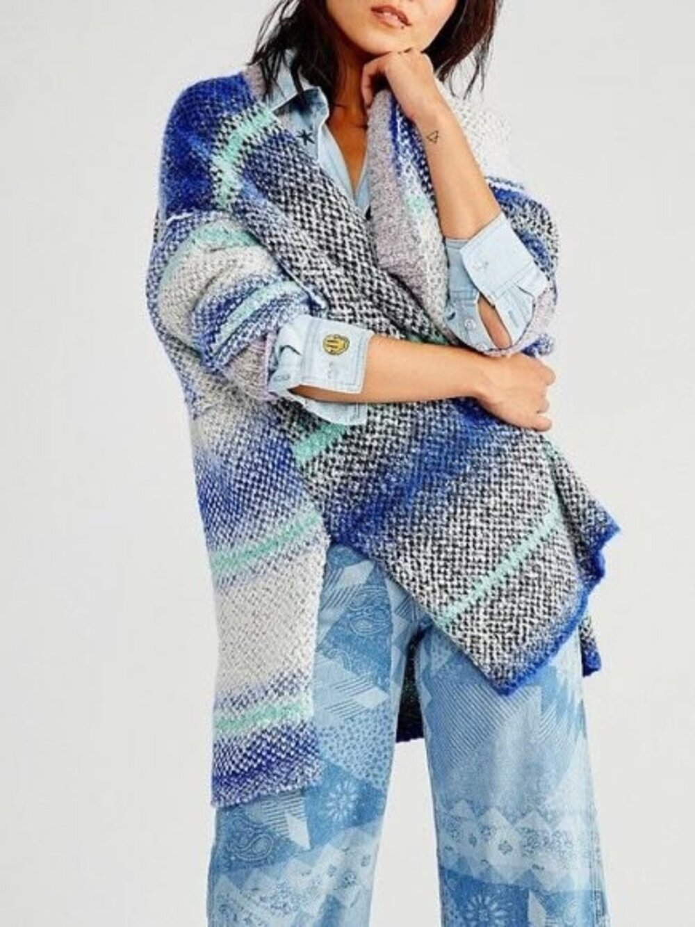 NWOT Free People Women's Daydreamer Cardigan Sweater in Sparkling Seas Size XS